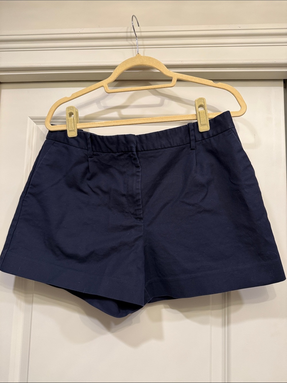 Zara Navy High-Rise Tailored Shorts